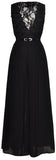 Long Black Lace and Macrame Detailed Dress