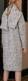 Print Wool-Blend Toggle-Button Coat with Scarf