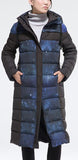 Space Print Paneled Puffer Coat, Blue