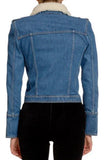 Denim Cotton Jacket with Faux Fur Collar
