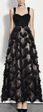 'Abilene' Fringed Star-Print Black Bustier Gown