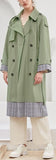 Plaid-Trim Trench Coat