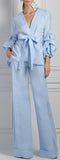 Ruffle Belted Lounge Top and Pant Set
