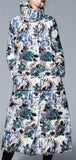 Long Floral Print Down Coat - DESIGNER INSPIRED FASHIONS