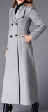 Long Double-Breasted Wool Coat in Grey - DESIGNER INSPIRED FASHIONS