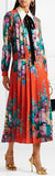 Pleated Printed Midi Dress