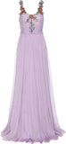 Embellished Pleated Gown-Purple or Light Blue - DESIGNER INSPIRED FASHIONS