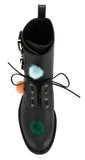 Black Pom Pom Combat Boots