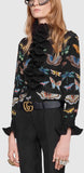 Butterfly Print Shirt with Ruffle Detail | DESIGNER INSPIRED FASHIONS