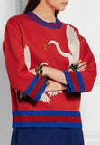 Printed Bonded Sweatshirt in Red - DESIGNER INSPIRED FASHIONS