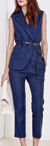 Vest & Capri Pant Set in Blue - DESIGNER INSPIRED FASHIONS