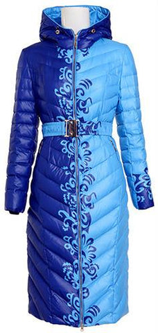 Two-Toned-Blue Duck Down Coat - DESIGNER INSPIRED FASHIONS