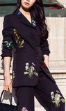 Black Floral Embroidered Blazer-Jacket - DESIGNER INSPIRED FASHIONS
