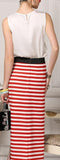 Embellished White Tank & Striped Midi Skirt - DESIGNER INSPIRED FASHIONS