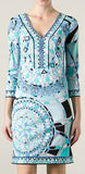 Pattern Shift Dress in Blue - DESIGNER INSPIRED FASHIONS