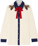 Bee Embellished Silk Blouse - DESIGNER INSPIRED FASHIONS