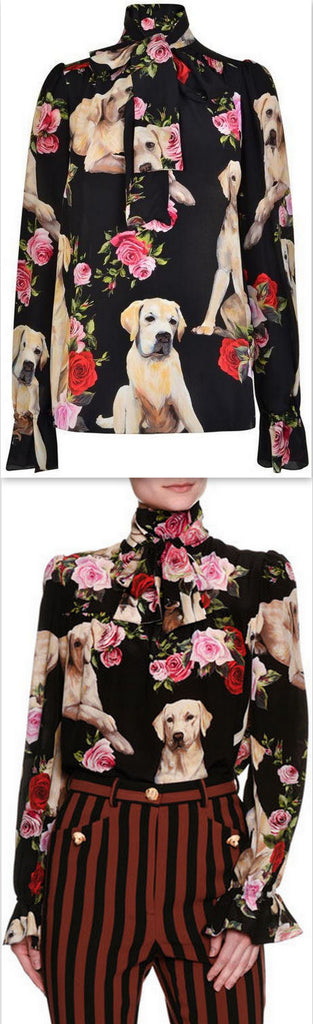 Pussy Bow Floral Dog Blouse