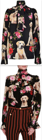 Pussy Bow Floral Dog Blouse