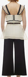 Contrast Flounced Peplum Top & Black Cropped Wide-Leg Pants - DESIGNER INSPIRED FASHIONS