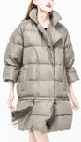 Thick Duck-Down Tassel-Decorated Coat in Grey or Black - DESIGNER INSPIRED FASHIONS