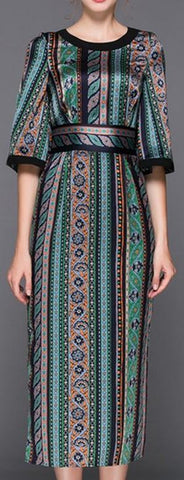 Multicolored Printed Midi Dress - DESIGNER INSPIRED FASHIONS