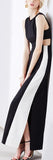 Bicolor Contrast Long Sleeveless Dress in Black & White - DESIGNER INSPIRED FASHIONS