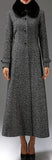 Single-Breasted Long Wool Coat with Fox Fur Collar