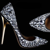 'Tia' Jeweled Leather Pumps in Black or White - DESIGNER INSPIRED FASHIONS