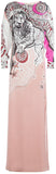 'Zodiac' Printed Long Jersey Silk Gown in Pink - DESIGNER INSPIRED FASHIONS