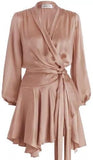 Empire Silk Robe Dress in Green, Pink or Black - DESIGNER INSPIRED FASHIONS