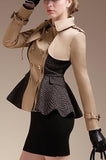 Double-Breasted Patch-Work Flared Jacket - DESIGNER INSPIRED FASHIONS