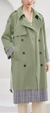 Plaid-Trim Trench Coat