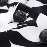 Long Bird Printed Coat in Black & White - DESIGNER INSPIRED FASHIONS
