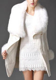 Faux-Fur Collar & Cuff Wool Peacoat in White - DESIGNER INSPIRED FASHIONS