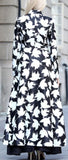 Long Bird Printed Coat in Black & White - DESIGNER INSPIRED FASHIONS