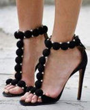 'Bomb' Studded Suede Sandals in Beige or Black - DESIGNER INSPIRED FASHIONS
