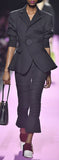Black Rolled-Sleeve Blazer & Cropped Pant Set
