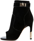 'Dunke' Suede Nappa Shark Lock Bootie - DESIGNER INSPIRED FASHIONS