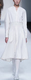 Fitted-Waist Midi Shirt-Dress, White
