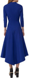 Blue Redingote Zip-front Long-Sleeve Dress
