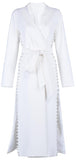 Bead-Embellished Mid-Calf Coat, White
