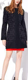 Lace-Embroidered Short Wool-Blend Coat