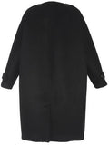 Black Regimental Collarless Wool Coat - DESIGNER INSPIRED FASHIONS