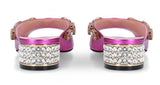 Metallic Leather Lyric Mules - Green, Gold, Pink