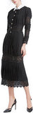 Black Lace-Paneled Button-Down Midi Dress