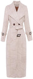 Faded-Print Wool Long Trench Coat