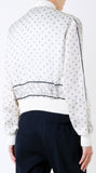 Foulard Printed Satin Bomber Jacket in White - DESIGNER INSPIRED FASHIONS