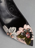 'Bellucci' Embroidered Lace Court Shoes in Black - DESIGNER INSPIRED FASHIONS