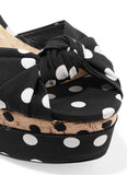Embroidered Polka-Dot Crepe and Cork Sandals - DESIGNER INSPIRED FASHIONS