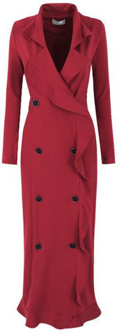 Ruffled Coat-Dress, Burgundy